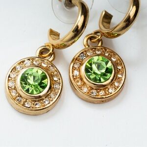 Lime green peridot look stone and faux diamond earrings